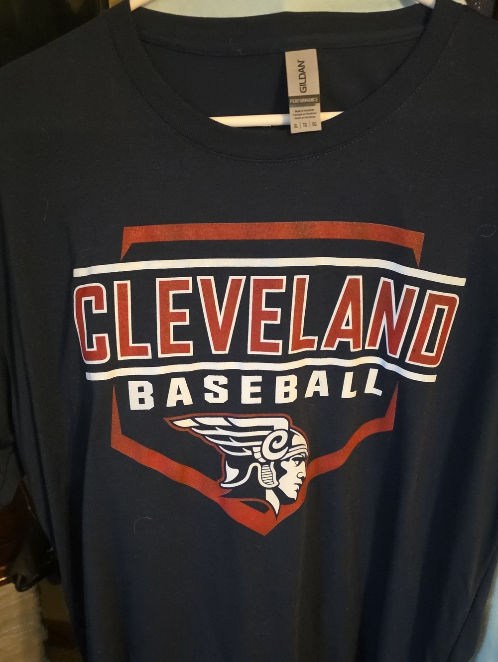 Gildan Cleveland Baseball Navy T-Shirt with Red and White Logo